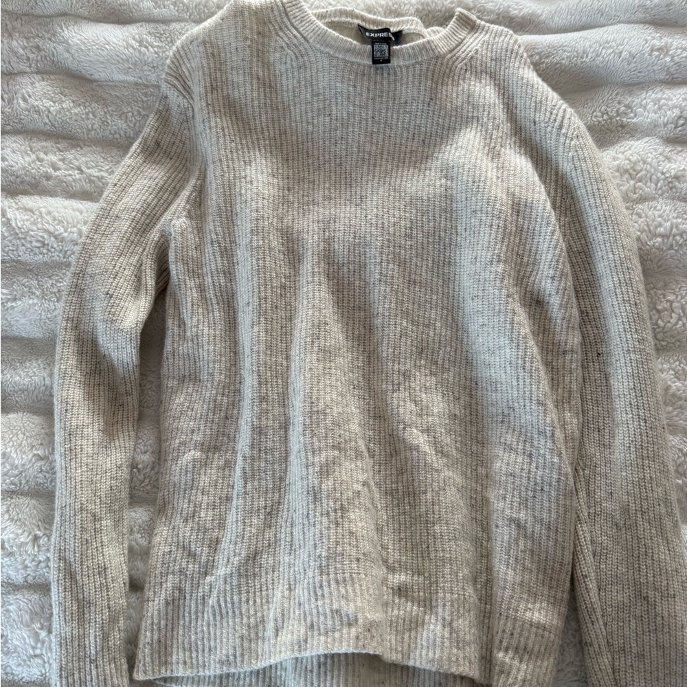 Express Cream Ribbed Sweater